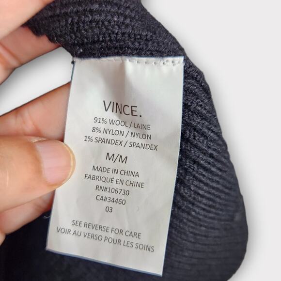 Vince Black Micro Rib Wool Sleeveless Sheath Dress LBD Women’s Medium - Picture 5 of 7